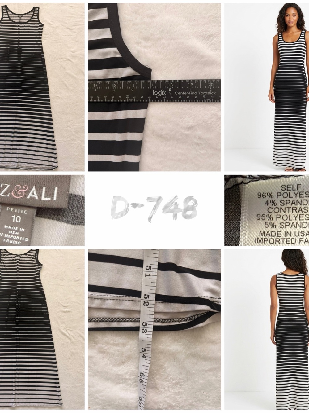 Roz & Ali, Black and White Striped Tank Maxi Dress - M - Picture 9 of 9